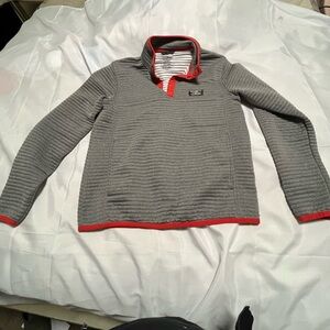 L.L. Bean Gray Turtleneck Sweater with Red Trim